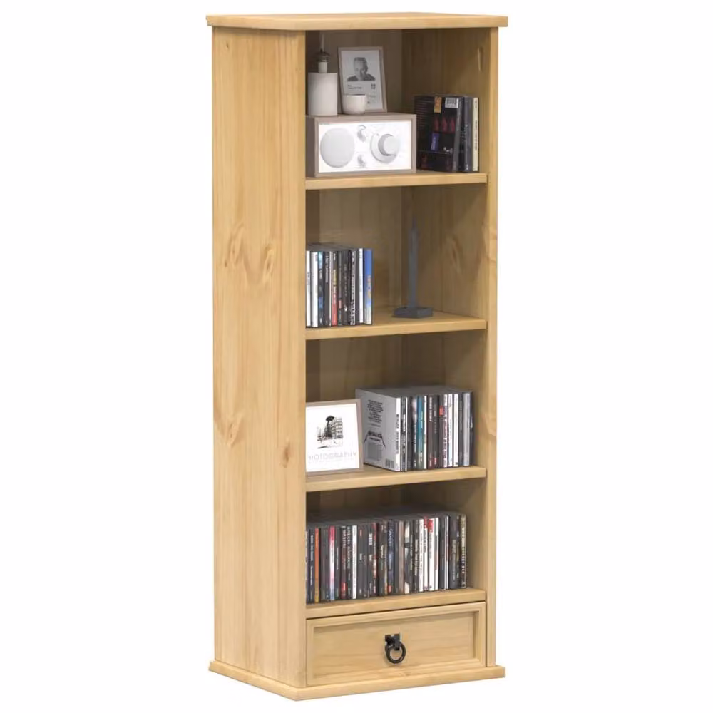 Berkfield Home Beautiful Corona CD Cabinet in Brown Solid Wood Pine, W/D/H: 40 x 30 x 110 cm – 2