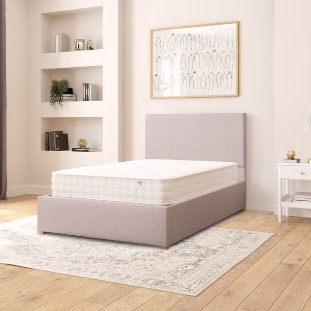 Aspire Garland Eire Linen Fabric Ottoman Storage Bed in Grey, Small Double, W/D/H: 120 x 200 cm