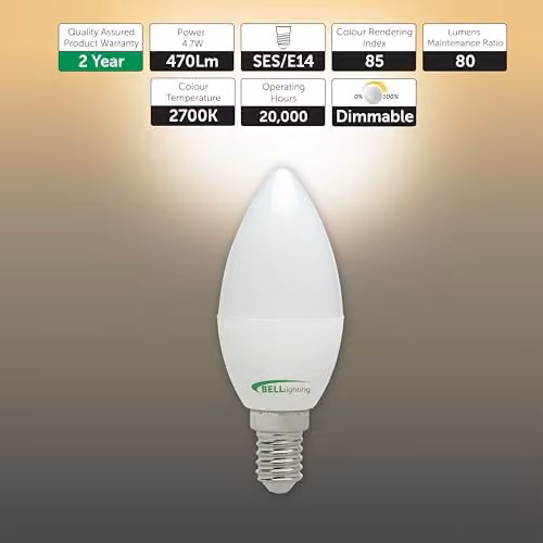 BELL Lighting E14 Dimmable LED Candle Bulbs, Warm White, 4.7W, Pack of 6 – 2