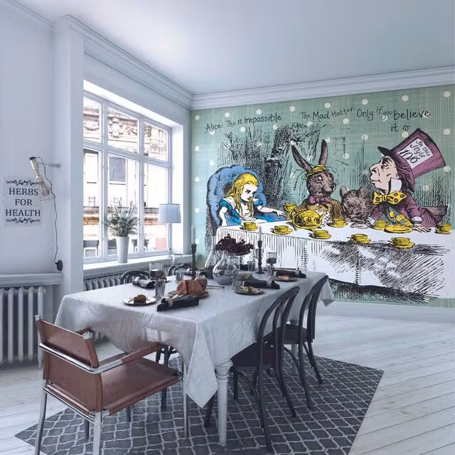 Origin Murals Tea Party Sage Vintage Wall Mural in Green