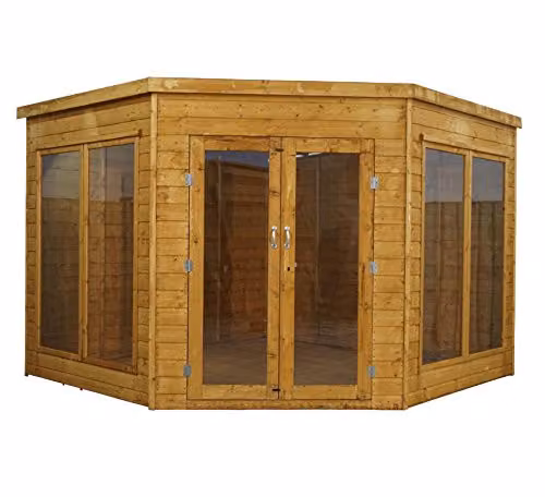 Mercia Premier Corner Summerhouse in Beige and Brown Wood, W/D/H: 274.32 x 270.0 x 220.0 cm – 2