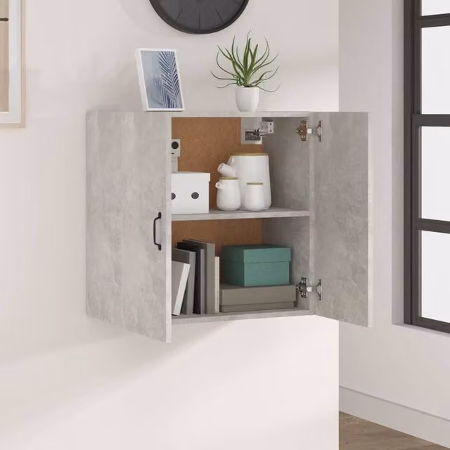 Berkfield Home Wall Mounted Cabinet in Concrete Grey, W: 60 cm, D: 31 cm, H: 60 cm – 1