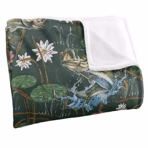 JQ Licensing Bass Fishing Tiki 2 Super Soft Snuggle Blanket, Multicolour Green, W: 91.44 cm, H: 147.32 cm – 3