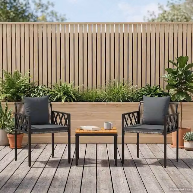 Berkfield Home 3 Piece Outdoor Furniture Set in Grey and Dark Grey Poly Rattan – 1