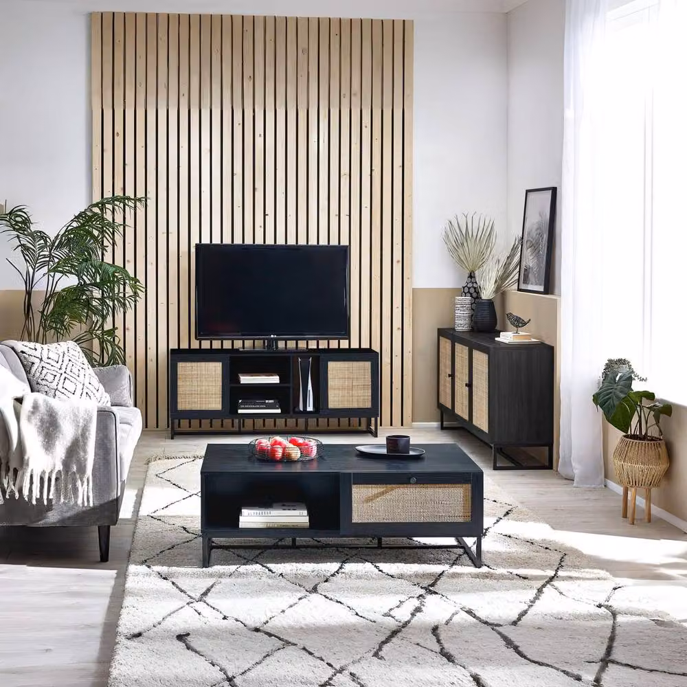 Cheshire Portree Modern Matt Black Rectangular Coffee Table – 4
