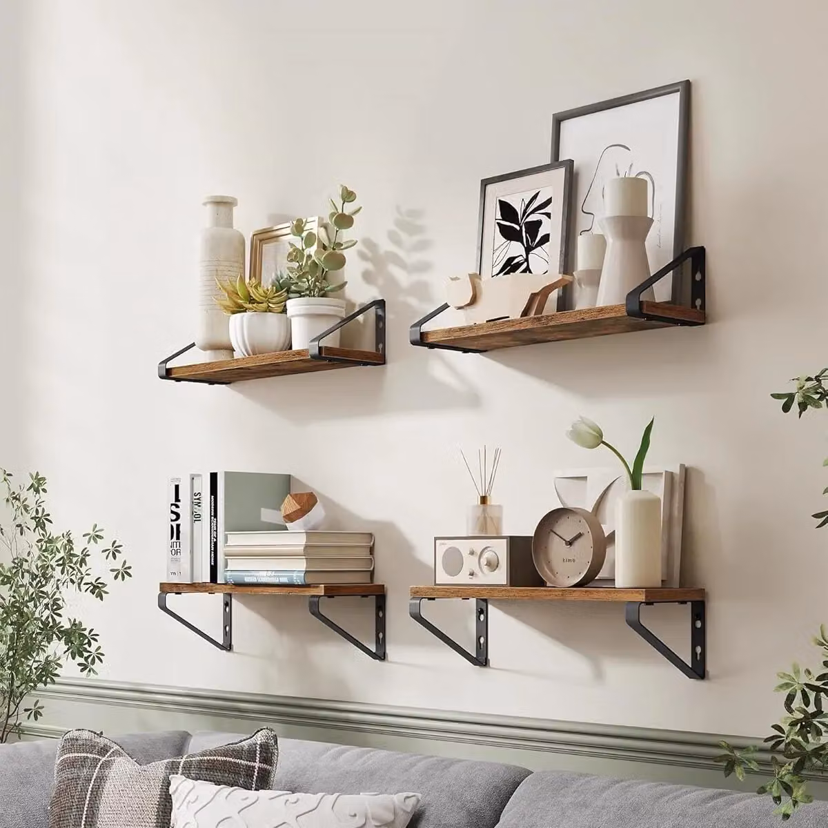 VASAGLE Pack of 2 Rustic Brown Wall Mounted Floating Shelves – 2