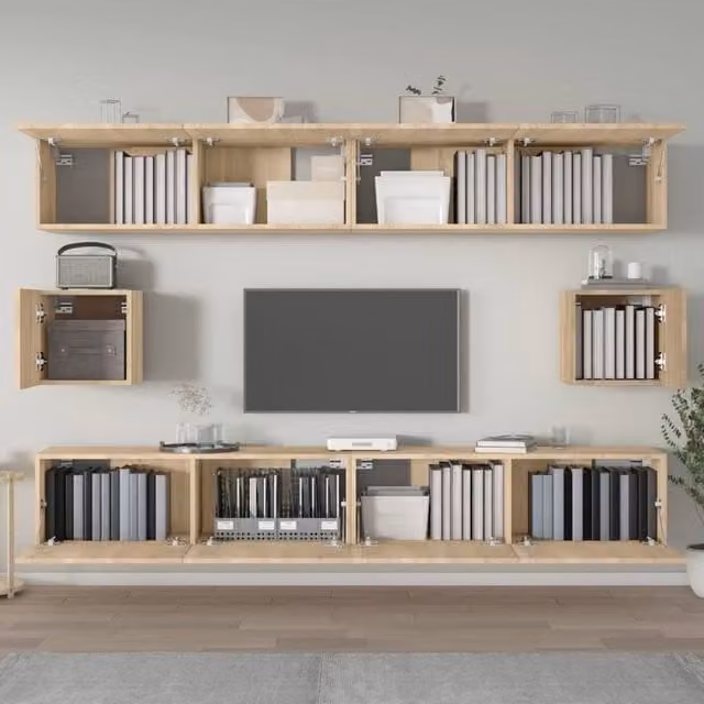 Berkfield Home Classic 6 Piece TV Cabinet Set in Light Oak Sonoma Oak Engineered Wood – 1