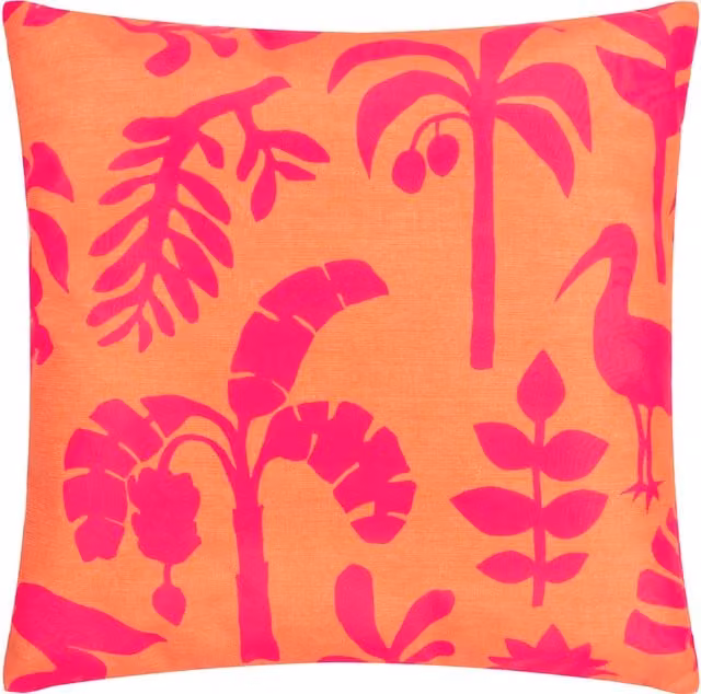 Terrys Floral Square Outdoor Cushion in Pink and Orange, W/D/H: 43 x 43 x 43 cm