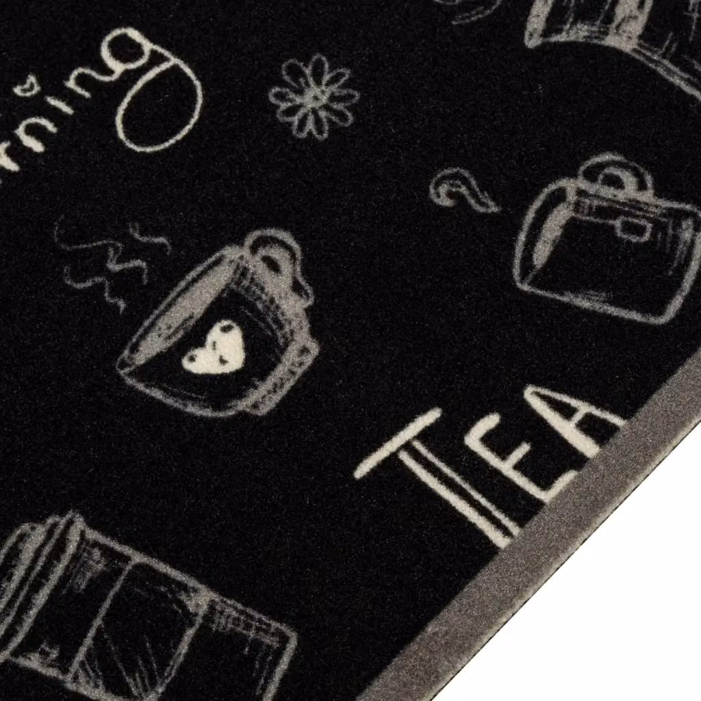 Berkfield Home Morning Black Washable Velvet Kitchen Rug, W/D/H: 45 x 150 cm – 3