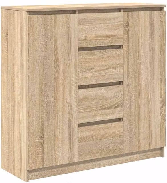 Berkfield Home Modern Sideboard with Drawers in Sonoma Oak and Beige, W/D/H: 100.5 x 35 x 98.5 cm – 1