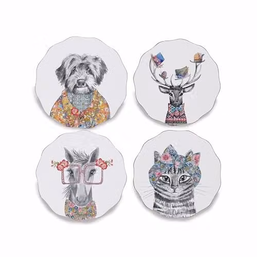 Mikasa Scalloped Round Coaster Set of 4 in White and Multicolour, Diameter: 12 cm – 1