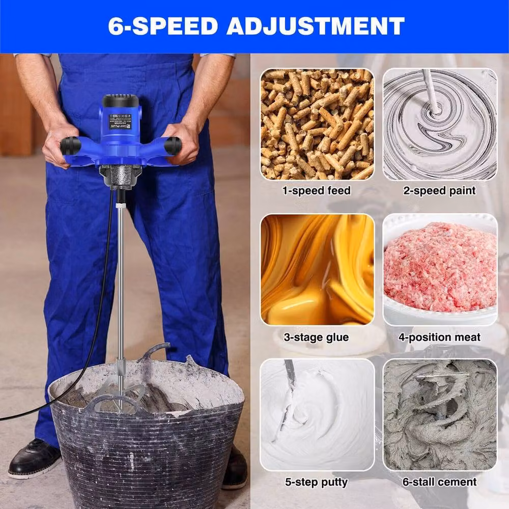 SPETLEK Electric Plaster Paddle Mixer for Mortar and Paint, Blue, Width: 52 cm – 3