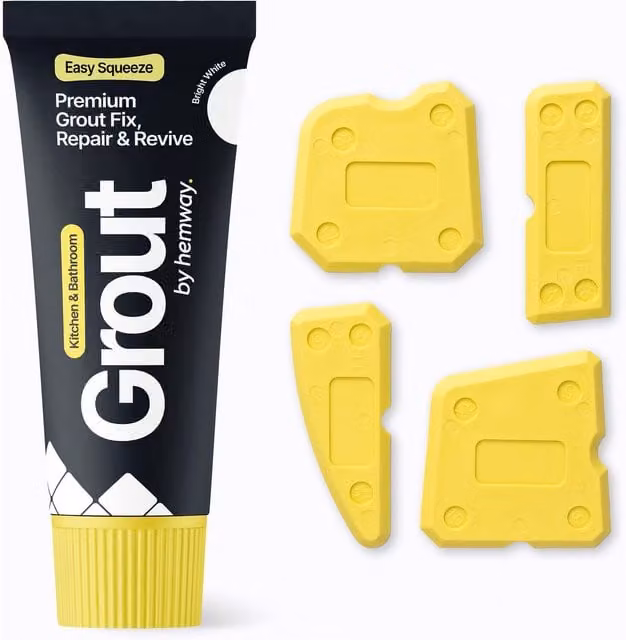 Hemway Bright White Grout Reviver Kit with 4 Piece Profiling Tool Kit, 400g