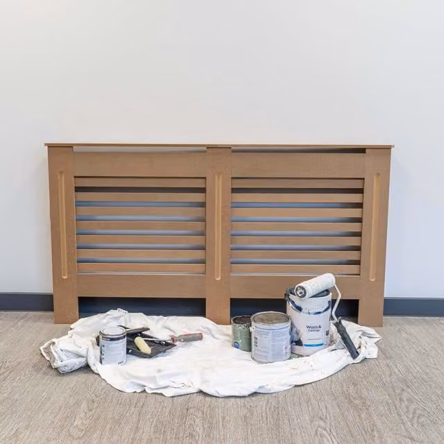 Jack Stonehouse Unpainted Horizontal Line Radiator Cover, Brown MDF, 152 cm