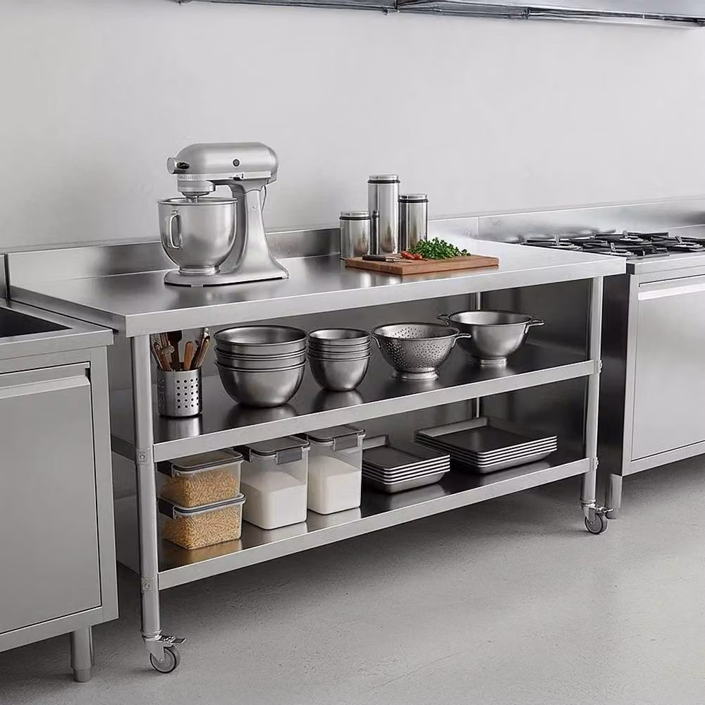 KORVIXA Stainless Steel Kitchen Catering Unit in Silver, W/D/H: 100 x 50 x 50 cm – 2
