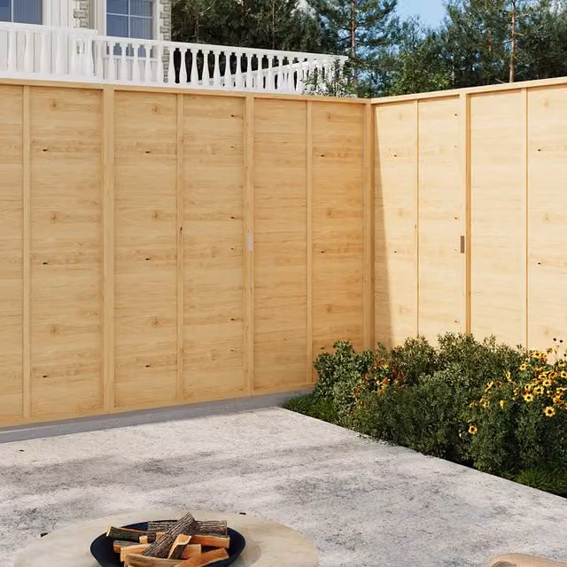 Livingandhome Tightly Woven Rectangular Spruce Wood Garden Fence Panel, Yellow, Height: 180 cm