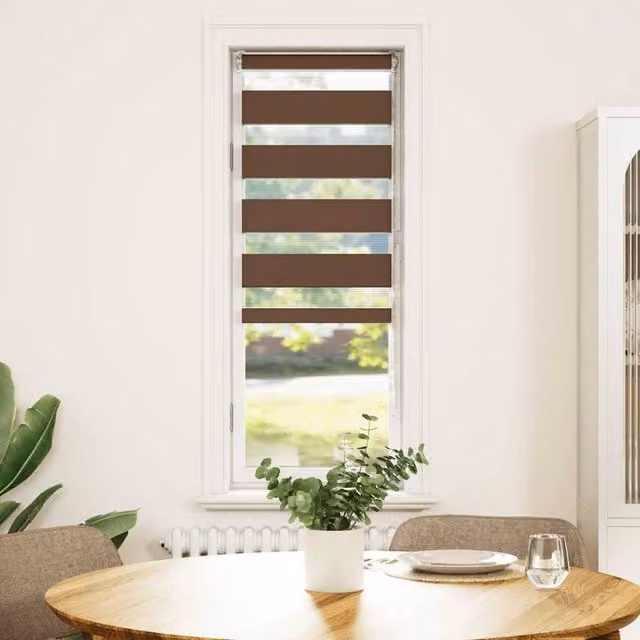 Berkfield Home Brown Zebra Blind with Polyester Fabric, W: 45 cm, H: 150 cm