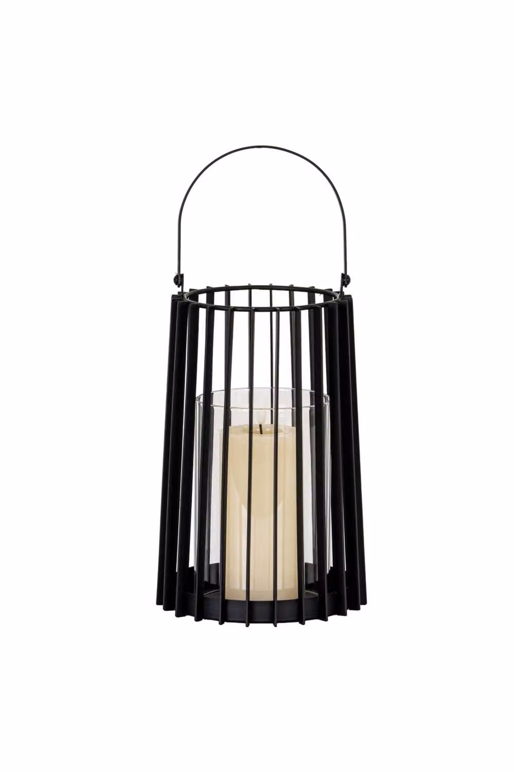 KDMD Lynk Medium Modern Lantern with Handle and Glass Candle Holder in Black – 2