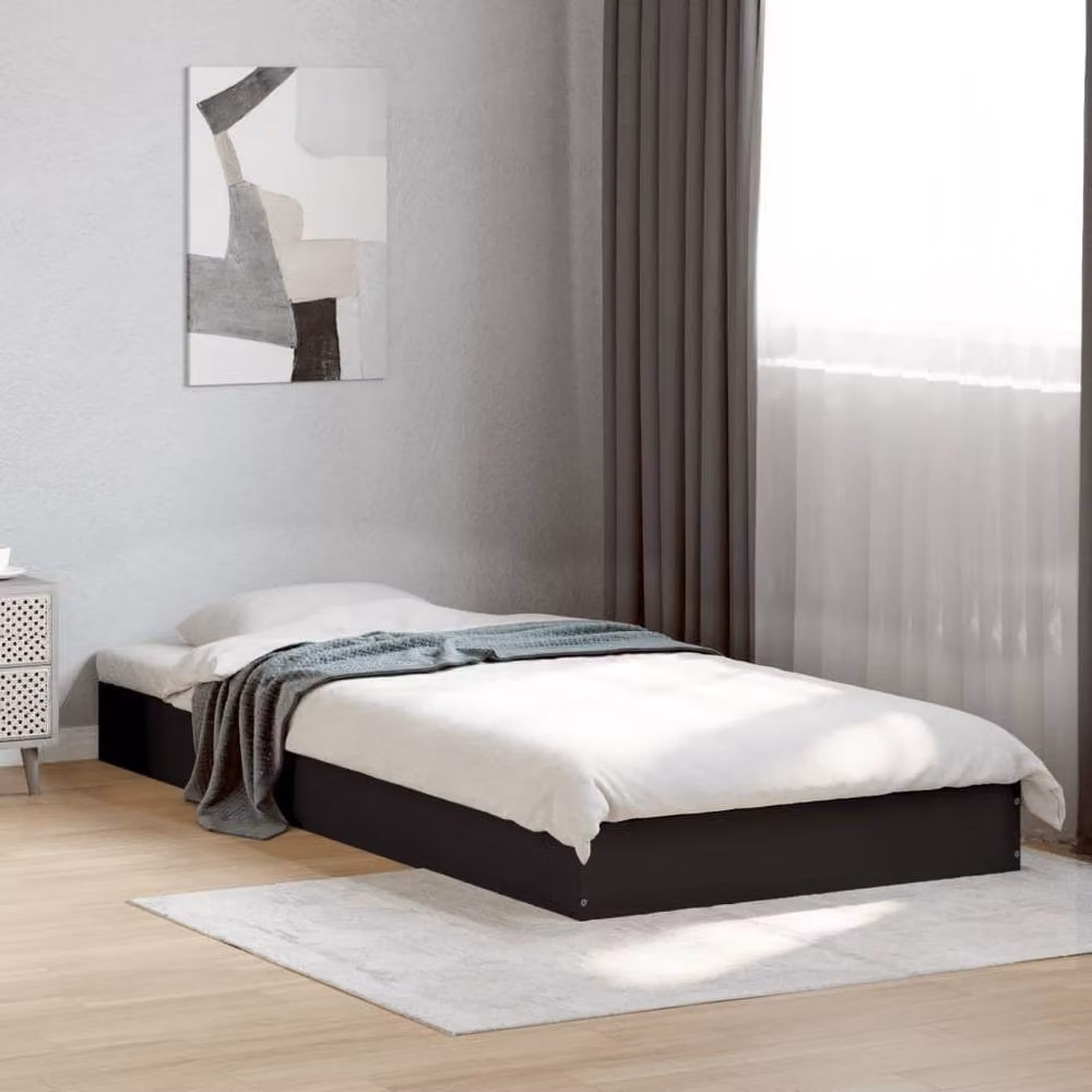 Berkfield Home Small Single Wood Bed Frame, Black, W: 75 cm, L: 190 cm – 2