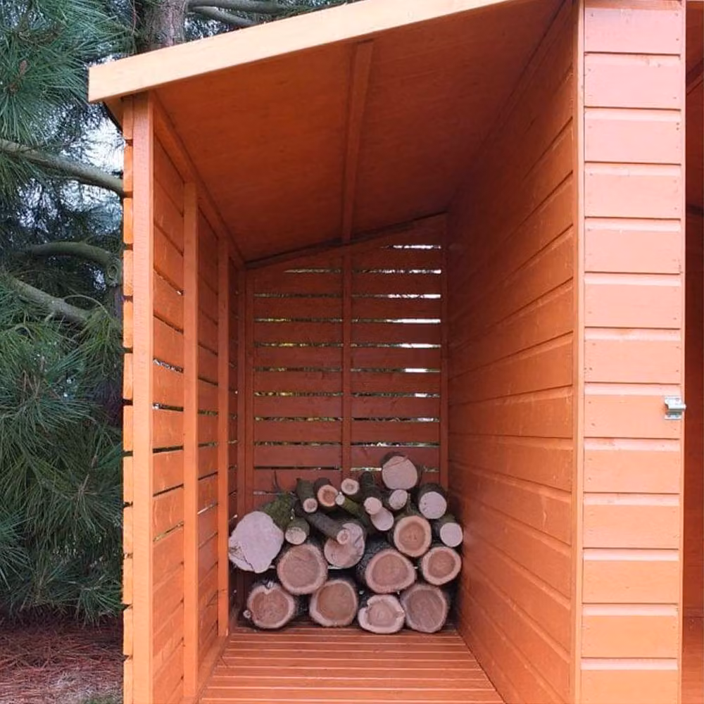 Shires Brown Dip Treated Wood Garden Shed and Log Store with Single Door and Window W/D/H: 222 x 195 x 193 cm – 3