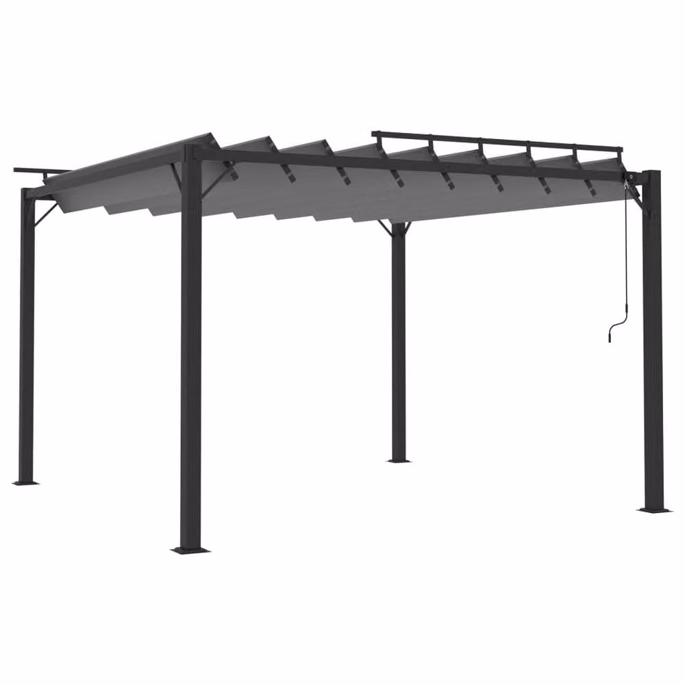 Berkfield Home Gazebo with Louvered Roof in Black Aluminium and Anthracite Fabric, W/D: 300 x 300 cm – 2