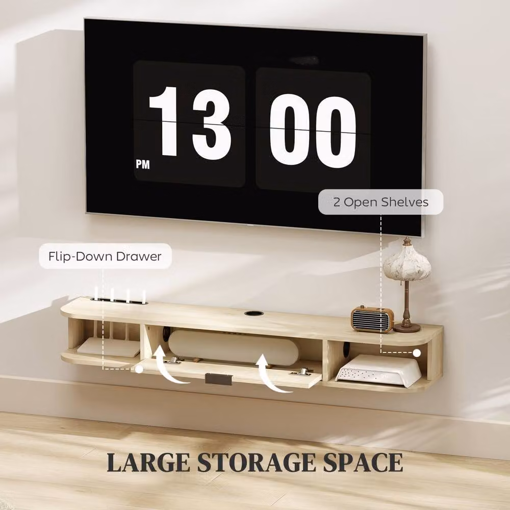 Wyld Haus Avalani Floating TV Unit, Natural Finish, W: 120 cm, D: 24 cm, H: 16 cm – 4