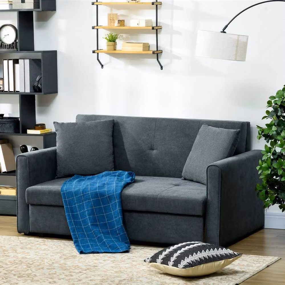 FORGEVIO 2 Seater Convertible Click Clack Sofa Bed in Grey – 6
