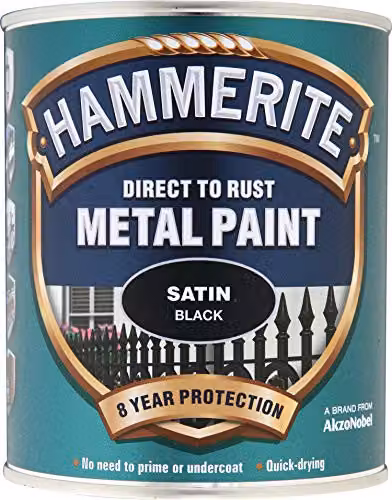 Hammerite Satin Black Opaque Metal Paint, 2.5 l