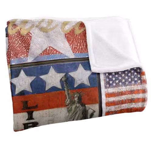 JQ Licensing Patriotic Pattern Silky Touch Super Soft Fleece Throw Blanket, Multicolour, W/D/H: 91 x 147 cm – 2