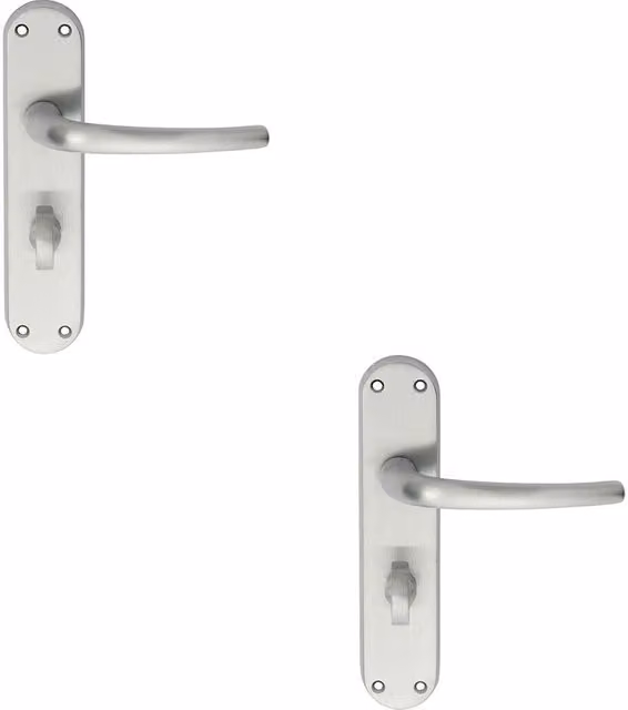 Loops 2x Pair Slim Round Bar Lever Bathroom Handles with Shaped Backplate, Chrome, W: 18.5 cm, H: 4 cm