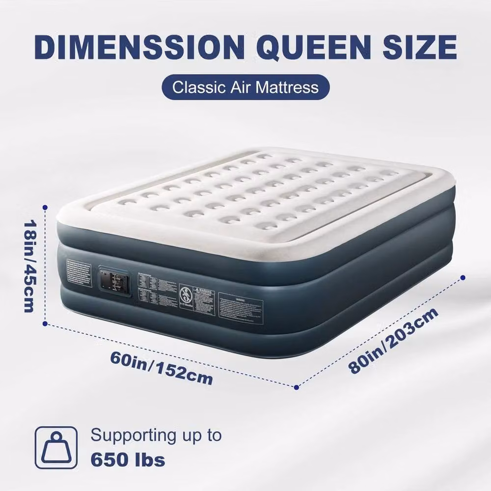 EONLION Double Size Inflatable Air Mattress in Blue, W/D/H: 140 x 200 x 45 cm – 2