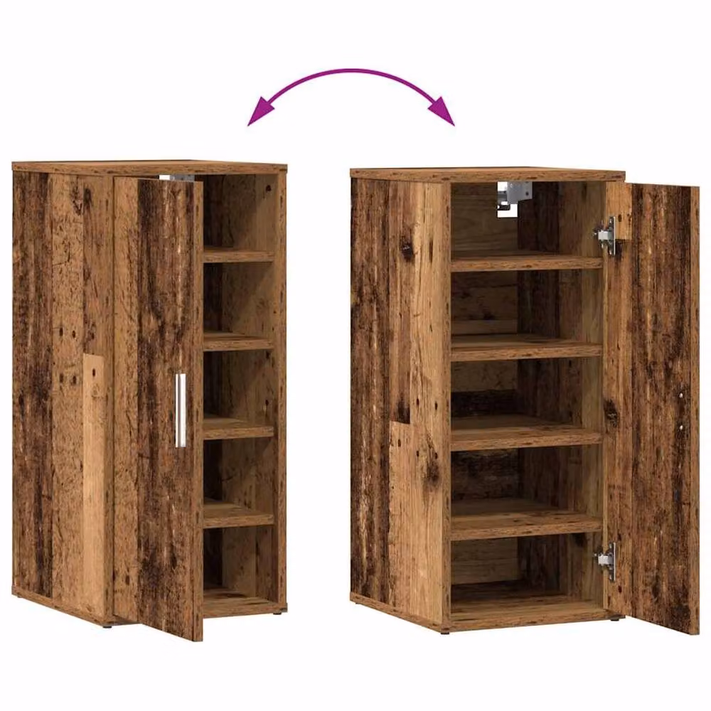 Berkfield Home Shoe Cabinet in Old Wood Brown, W/D/H: 32 x 35 x 70 cm – 4