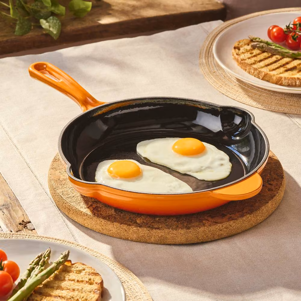 Cooks Professional 2 Piece Enamelled Cast Iron Frying Pan and Skillet Set in Orange – 3