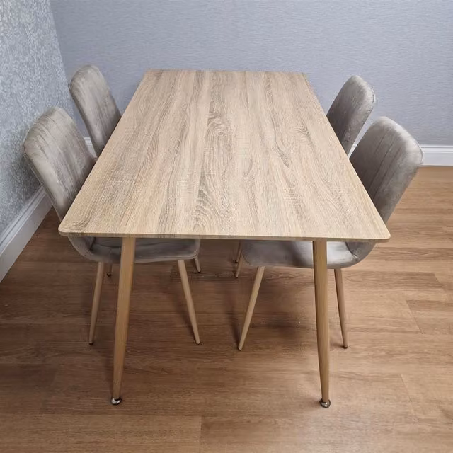 Kosy Koala 4 Seater Dining Set with Rectangular Wood Effect Table and 4 Beige Chairs
