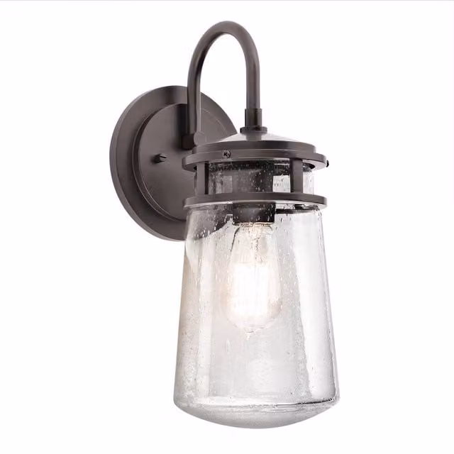 Netlighting Lyndon Outdoor Medium Wall Lantern Light in Architectural Bronze and Brown with Transparent Glass, IP44, E27 – 1