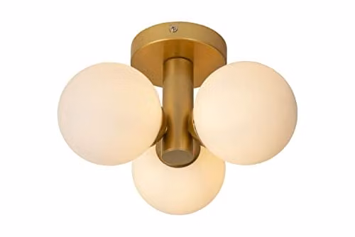 Lucide Trudy Dimmable Modern Bathroom Flush Ceiling Light, Gold/Brass, Diameter: 28 cm – 1