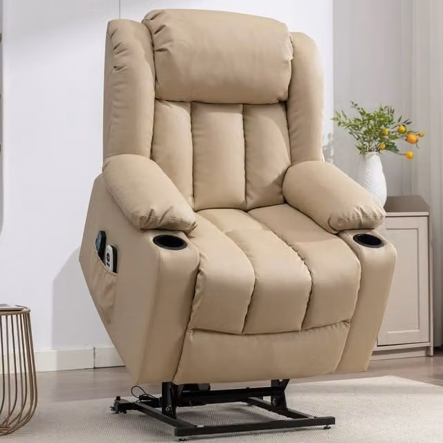 Sheridan Dual Motor Electric Riser Recliner with Massage and Heat in Cream