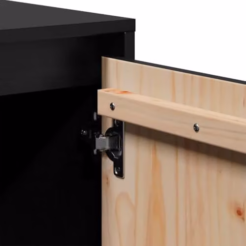 vidaXL Rustic Solid Pine Wood TV Cabinet in Black, W/D/H: 148 x 35 x 74 cm – 4