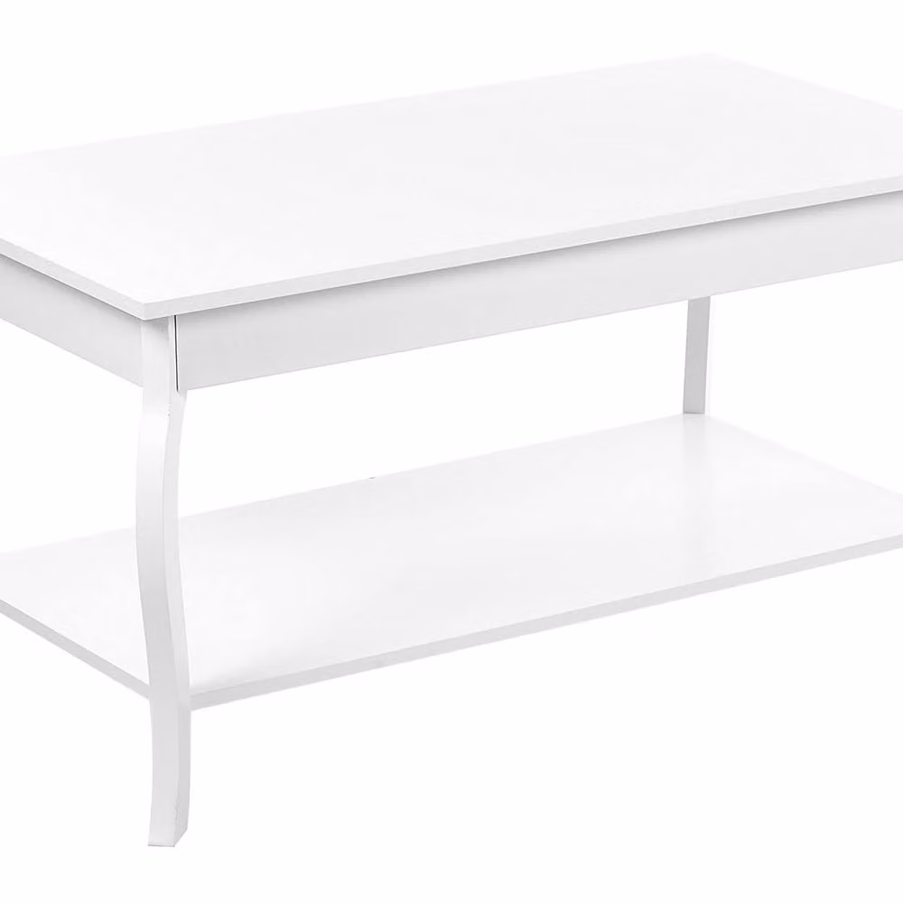 Wyld and Coco White Modern Rectangular Coffee Table with Shelf, W: 101 cm, D: 55 cm, H: 50 cm – 2