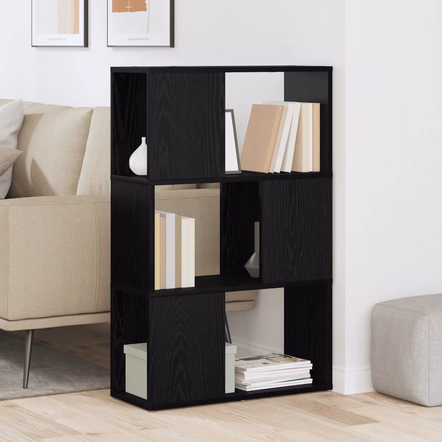 Berkfield Modern Black Oak Home Entertainment Centre, W/D/H: 60 x 24 x 94 cm – 2