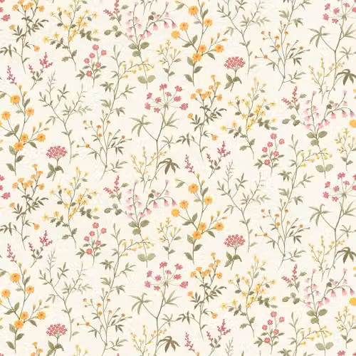 Rasch Tesa Self-Adhesive Daisy Floral Wallpaper in Multicolour Yellow, Pink and Green, Country House Style Non-Woven Textured Roll – 1