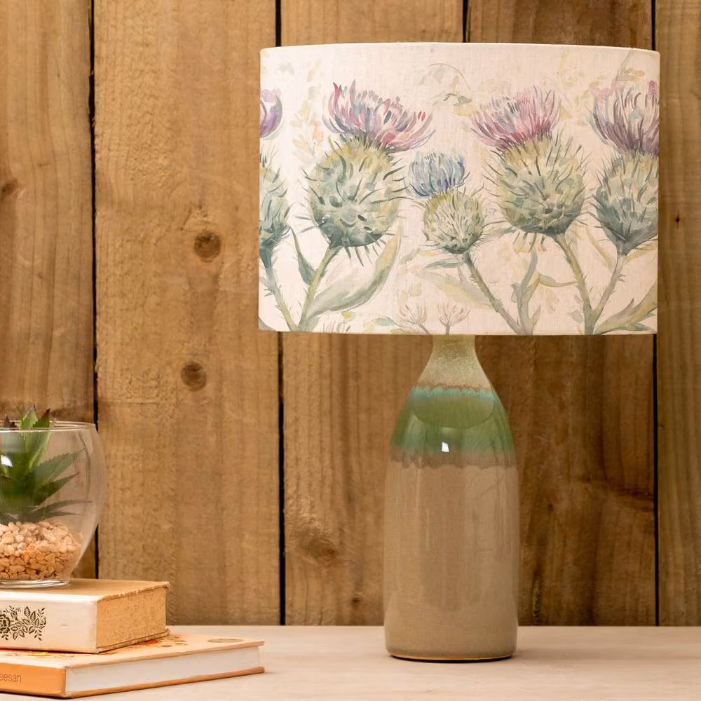 Voyage Maison Narvi Ceramic Tabletop Lamp with Thistle Glen Eva Fabric Lampshade in Green – 2