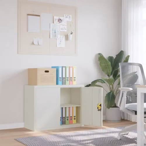 vidaXL Industrial Metal File Cabinet in Grey with Lock and Adjustable Shelves, W/D/H: 90 x 40 x 70 cm
