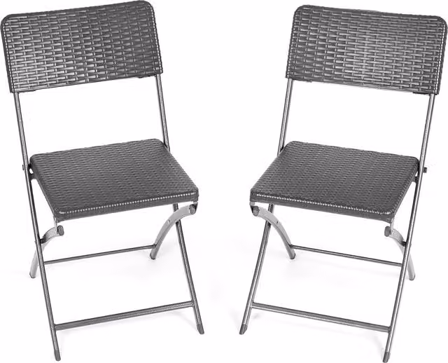 Christow Set of 2 Black Rattan Effect Folding Garden Chairs