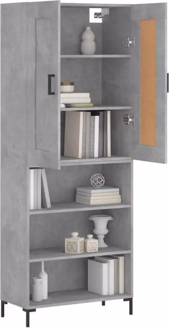 Berkfield Home Highboard in Concrete Grey, W/D/H: 69.5 x 34 x 180 cm – 1