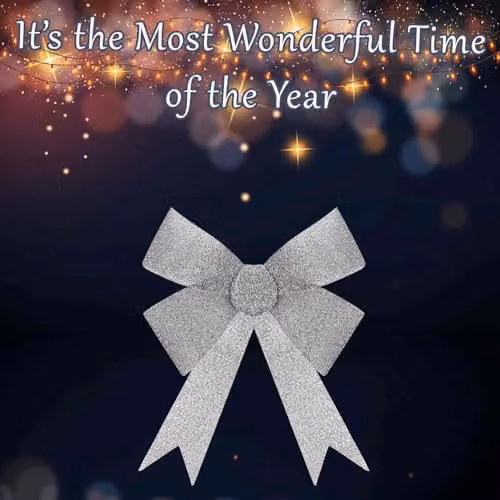 VFM e-Store Silver Tinsel Bow Christmas Decoration, W: 37 cm, D: 49 cm, H: 13 cm – 4