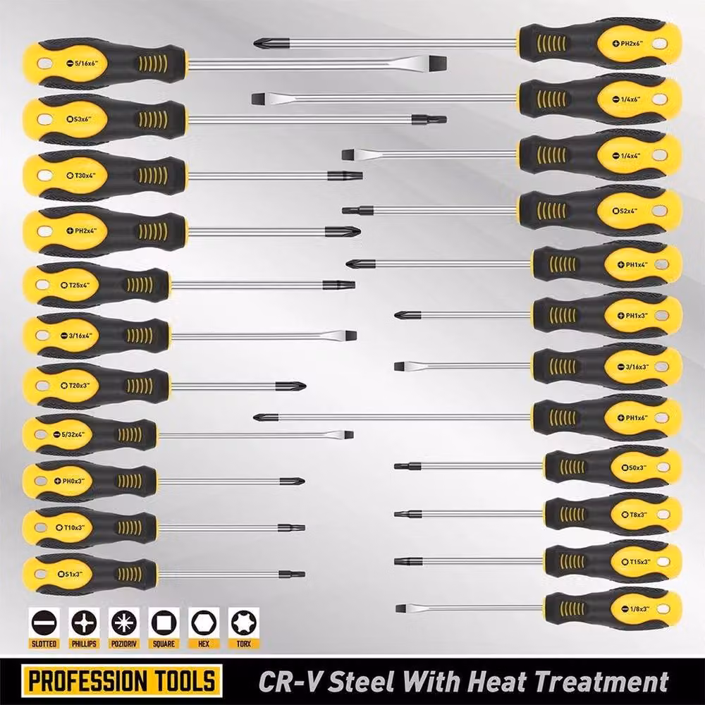 EONLION Heavy Duty Premium Magnetic Screwdriver Set in Yellow – 3