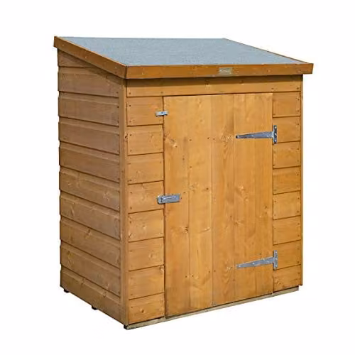 Rowlinson Brown Shiplap Wood Bin Store with Single Door and Pent Roof, W/D/H: 120 x 64 x 93 cm – 1