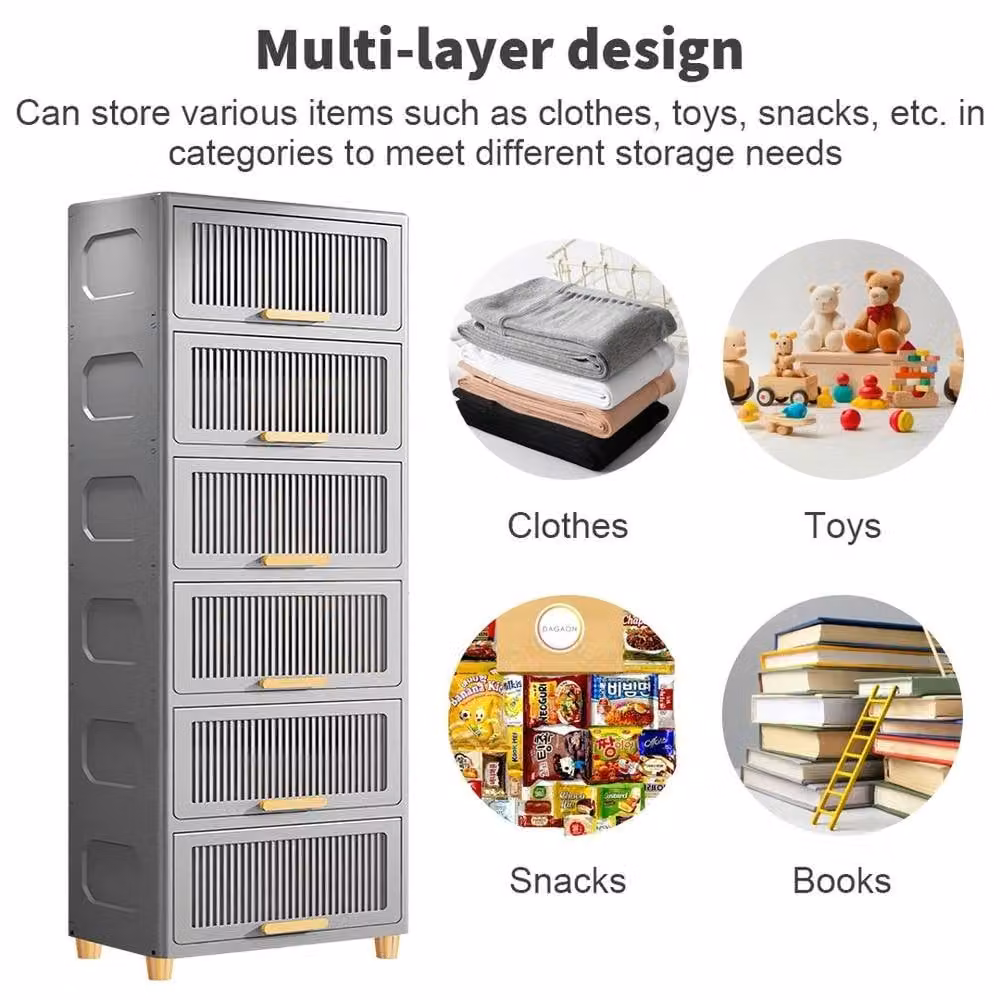PAWNORA 6 Tier Large Freestanding Storage Drawer Unit in Grey – 2