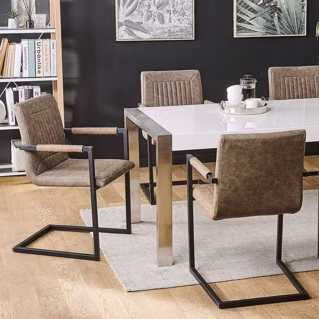 Wyld and Coco Luxor Cantilever Conference Chairs, Set of 2, Brown Faux Leather – 1